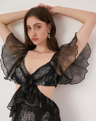 【LAST CHANCE 】Cerelia Silk Frill Midi Dress
