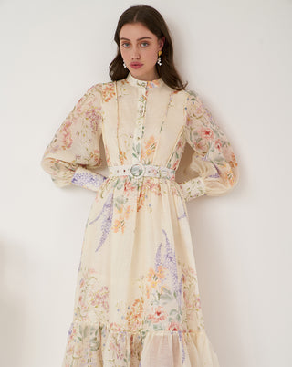 Primrose Silk Collar Maxi Dress