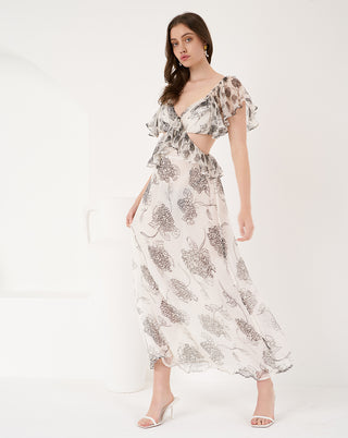 Cerelia Silk Frill Midi Dress