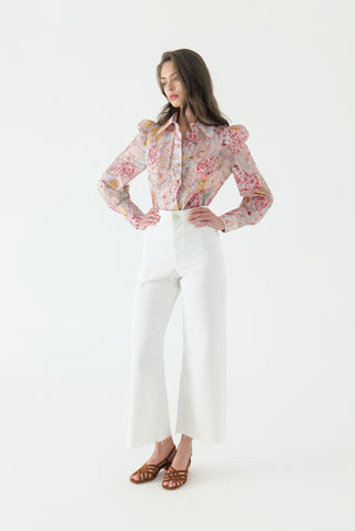 Aurora Silk Puff Sleeve Blouse