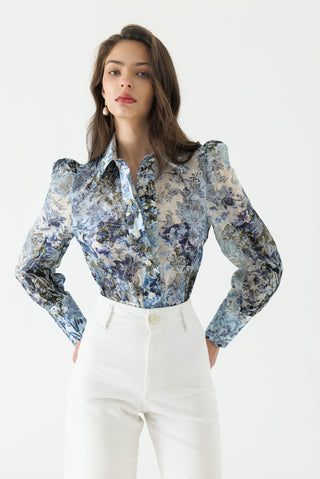 Cyrus Silk Puff Sleeve Blouse