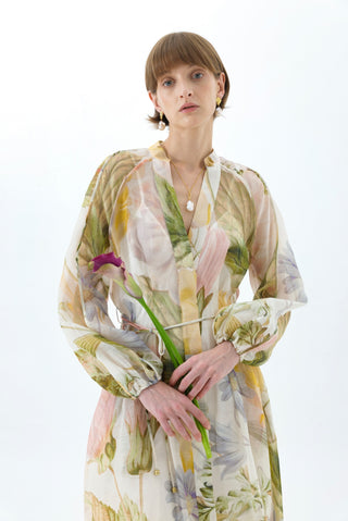 ULLA SILK MAXI SHIRT DRESS
