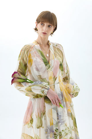 ULLA SILK MAXI SHIRT DRESS