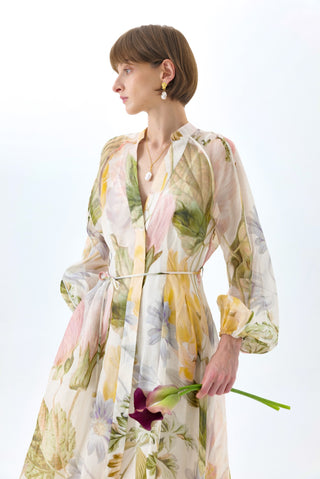 ULLA SILK MAXI SHIRT DRESS