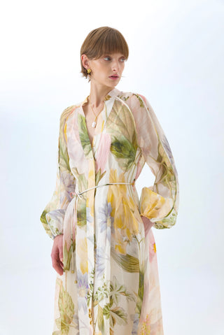 ULLA SILK MAXI SHIRT DRESS