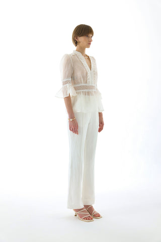 JOSEPHINE SILK PEPLUM BLOUSE WHITE
