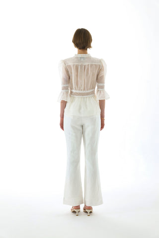 JOSEPHINE SILK PEPLUM BLOUSE WHITE