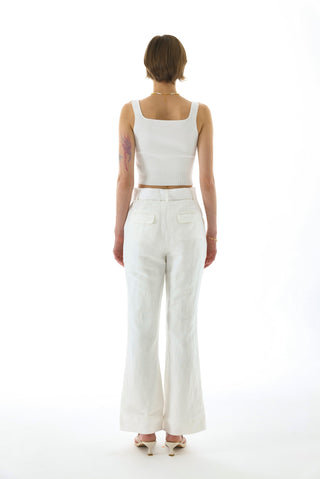 JOSEPHINE FLARE BELT PANTS WHITE