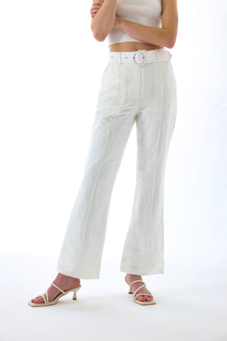 JOSEPHINE FLARE BELT PANTS WHITE