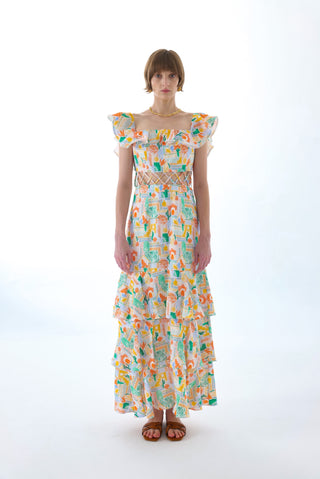 OLIVIA LINEN TIERED TWO-WAY MAXI DRESS