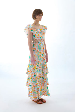OLIVIA LINEN TIERED TWO-WAY MAXI DRESS