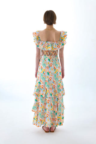 OLIVIA LINEN TIERED TWO-WAY MAXI DRESS