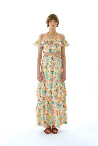 OLIVIA LINEN TIERED TWO-WAY MAXI DRESS