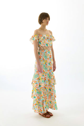 OLIVIA LINEN TIERED TWO-WAY MAXI DRESS