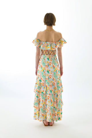 OLIVIA LINEN TIERED TWO-WAY MAXI DRESS