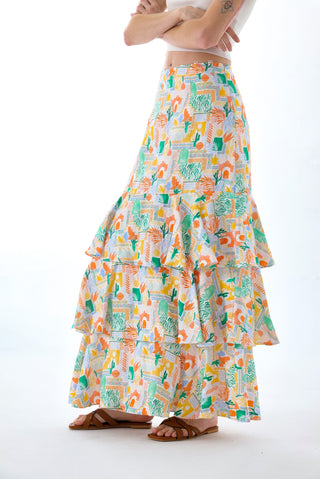 OLIVIA LINEN TIERED TWO-WAY MAXI DRESS