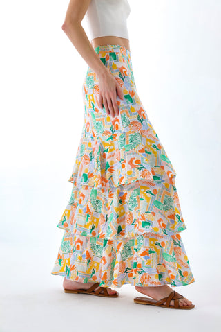 OLIVIA LINEN TIERED TWO-WAY MAXI DRESS