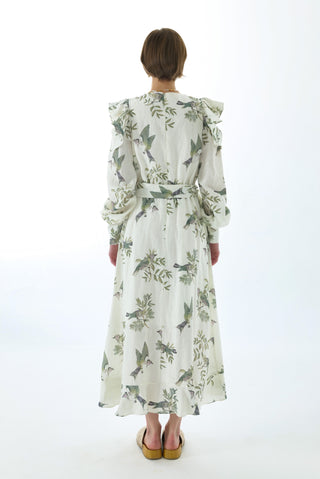 MAEVE LINEN TIE FRONT MIDI DRESS