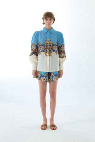EVELYN LINEN PUFF SLEEVE SHIRT