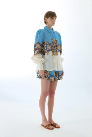 EVELYN LINEN PUFF SLEEVE SHIRT