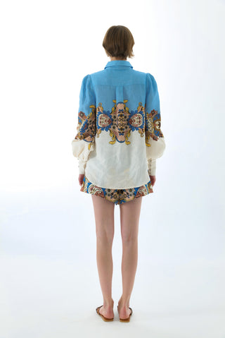 EVELYN LINEN PUFF SLEEVE SHIRT