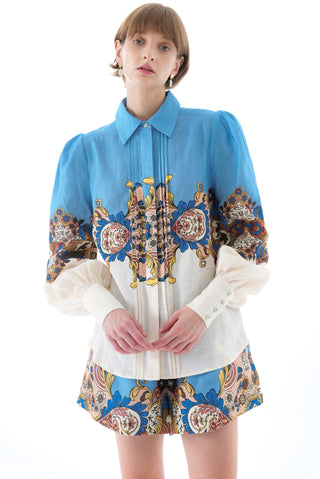 EVELYN LINEN PUFF SLEEVE SHIRT