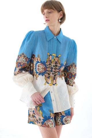 EVELYN LINEN PUFF SLEEVE SHIRT