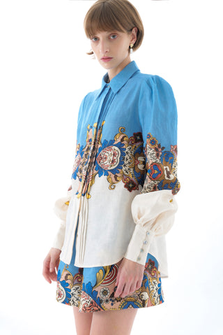 EVELYN LINEN PUFF SLEEVE SHIRT