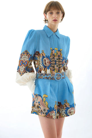 EVELYN LINEN PUFF SLEEVE SHIRT
