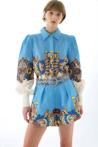 EVELYN LINEN PUFF SLEEVE SHIRT