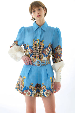 EVELYN LINEN PUFF SLEEVE SHIRT