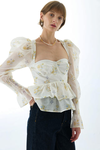CYNTHIA SILK LONG SLEEVE TOP