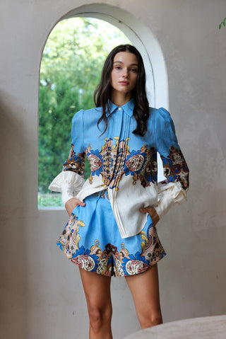 EVELYN LINEN PUFF SLEEVE SHIRT