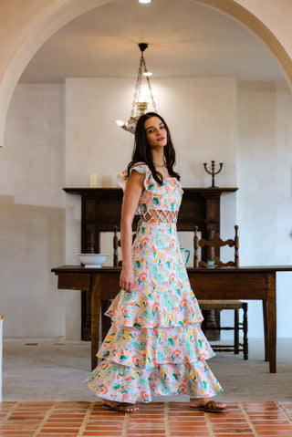 OLIVIA LINEN TIERED TWO-WAY MAXI DRESS